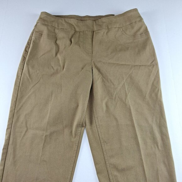 Slim-Sation Narrow Leg Pull-On Pant Women's Size 10 Petite Tan Tummy Control - Picture 2 of 7